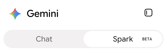 The Gemini toggle switched from Chat to Spark